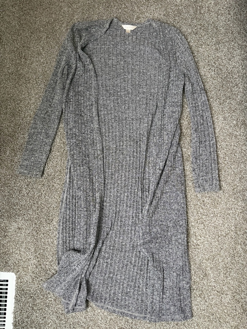 Decree Heather Gray Ribbed Long Cardigan